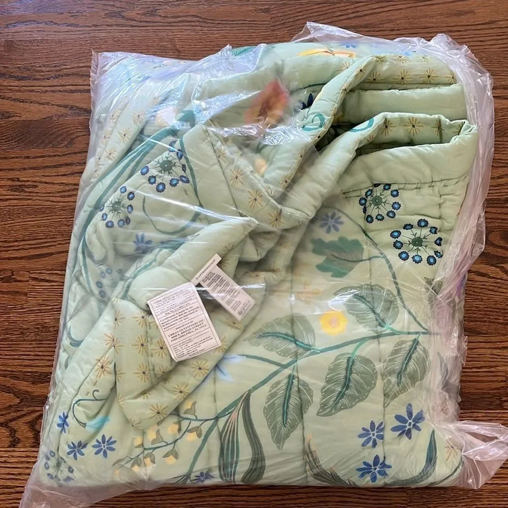 By Anthropologie size Queen 92” x 96” Green Anna Handcrafted Garden Quilt